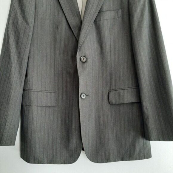 BOSS Hugo Boss Pasolini Movie 100% Virgin Wool Grey Pinstripe Blazer Sz 40 R - Picture 4 of 13